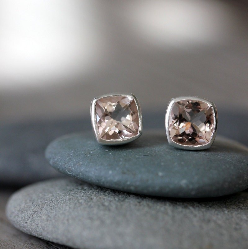 Rose Gold and Morganite Earrings - Madelynn Cassin Designs