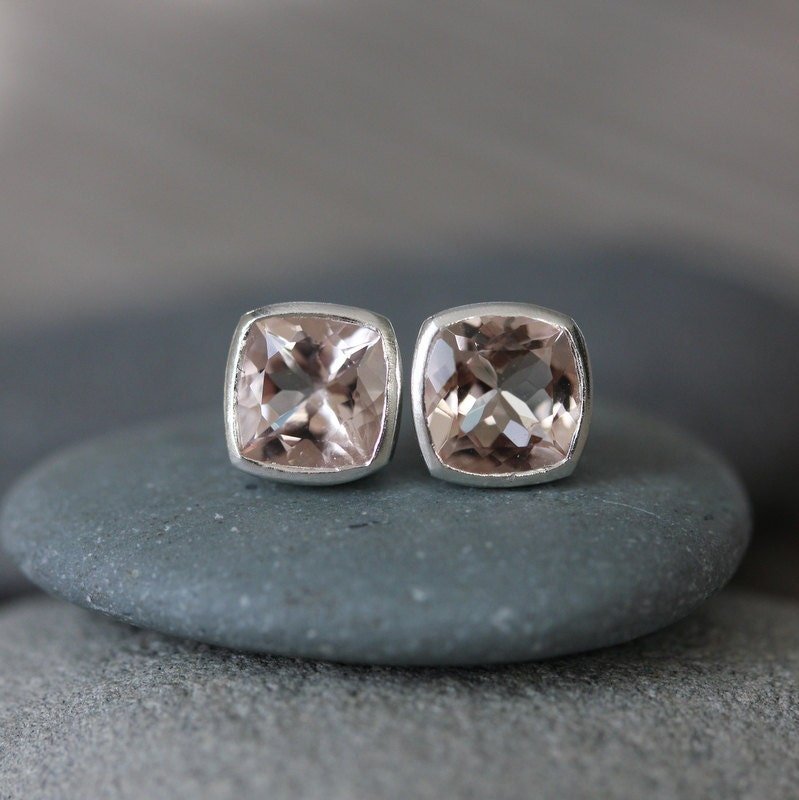 Rose Gold and Morganite Earrings - Madelynn Cassin Designs