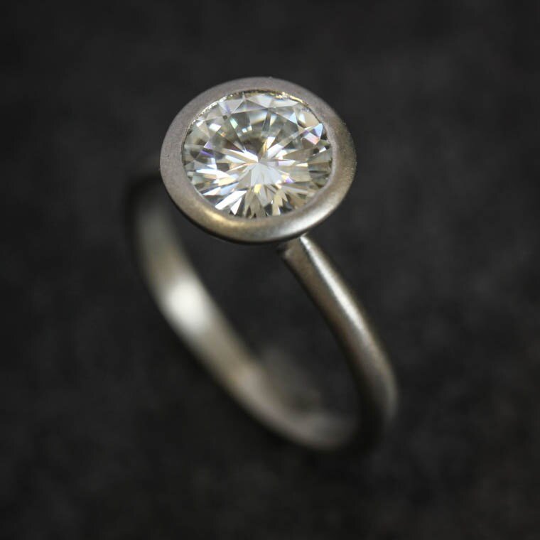 Round Satellite Moissanite Engagement Ring - Madelynn Cassin Designs