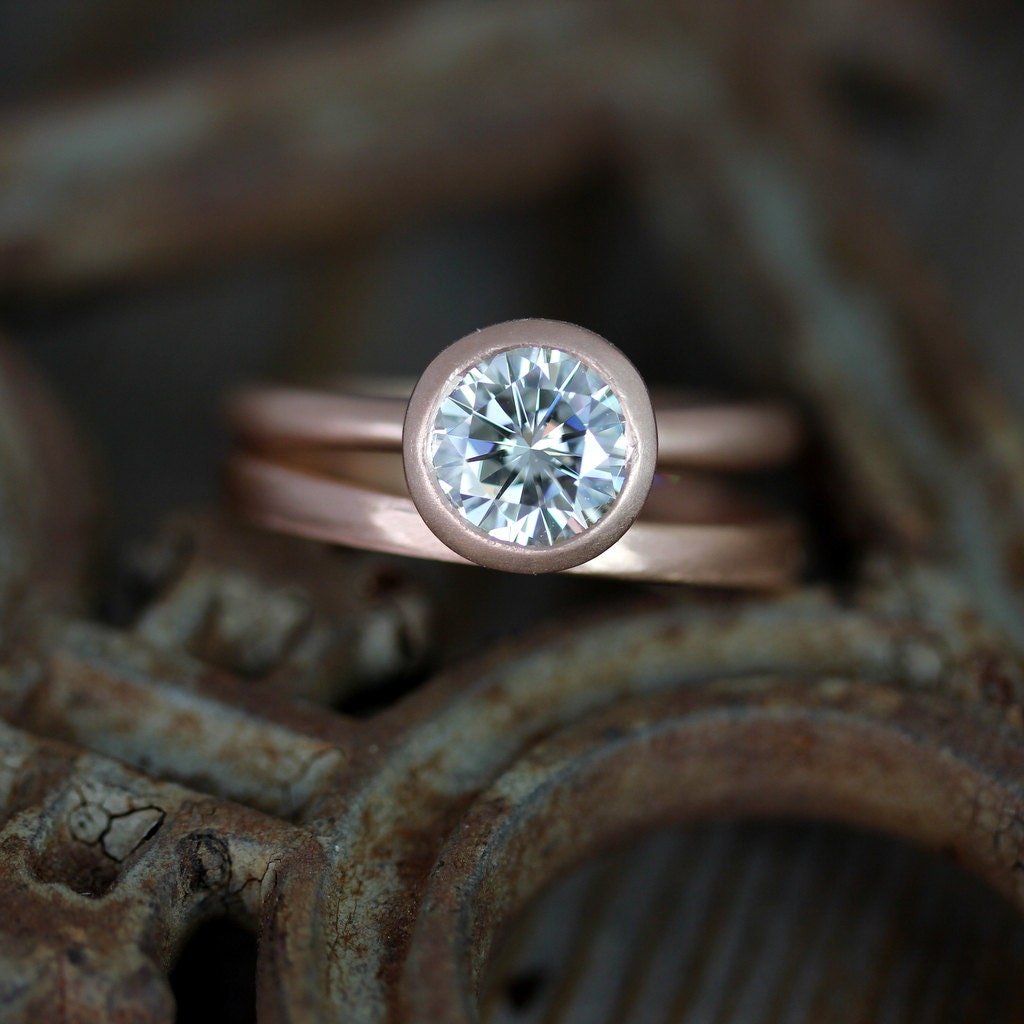 Round Satellite Moissanite Engagement Ring - Madelynn Cassin Designs