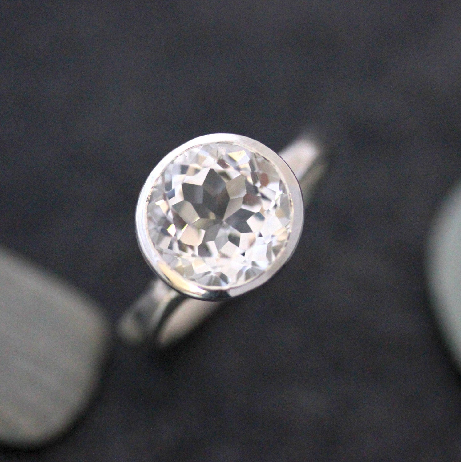 Round White Topaz Ring - Madelynn Cassin Designs