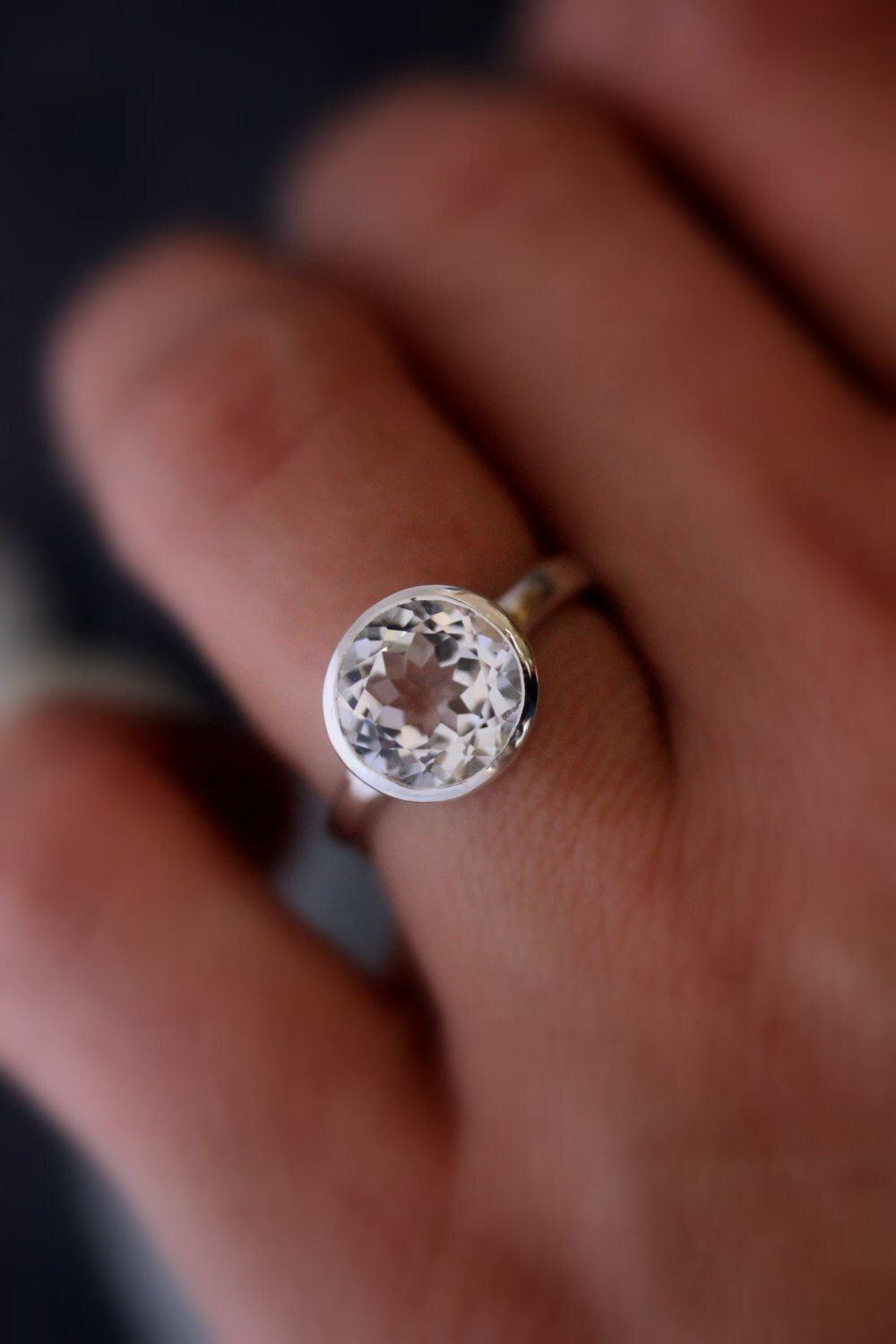 Round White Topaz Ring - Madelynn Cassin Designs