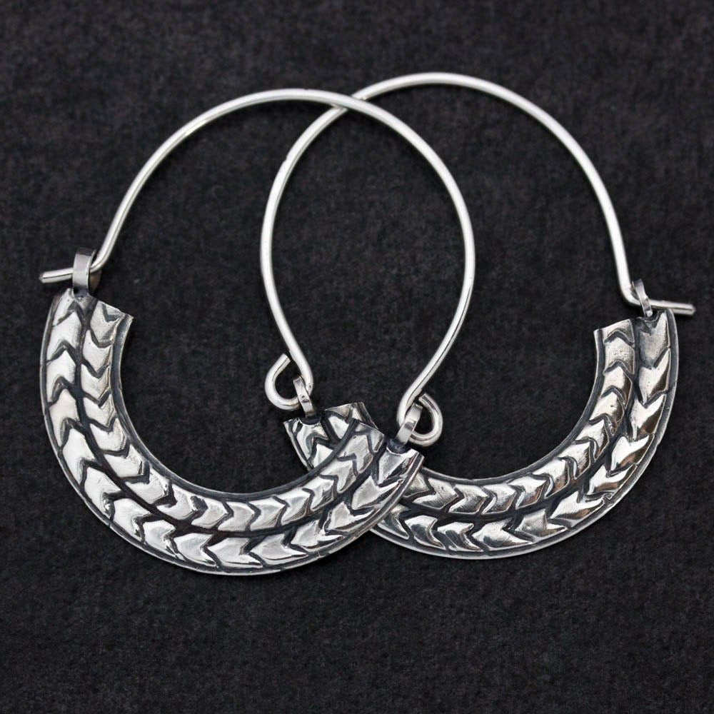 Silver Tribal Hoop Earrings - Madelynn Cassin Designs