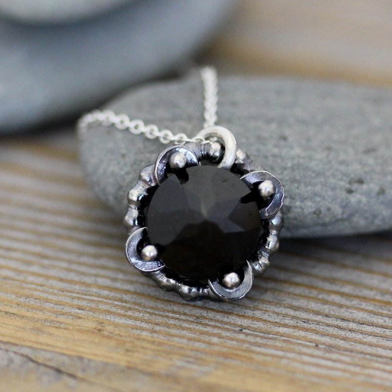 Sterling Silver And Black Spinel Gemstone Necklace - Madelynn Cassin Designs