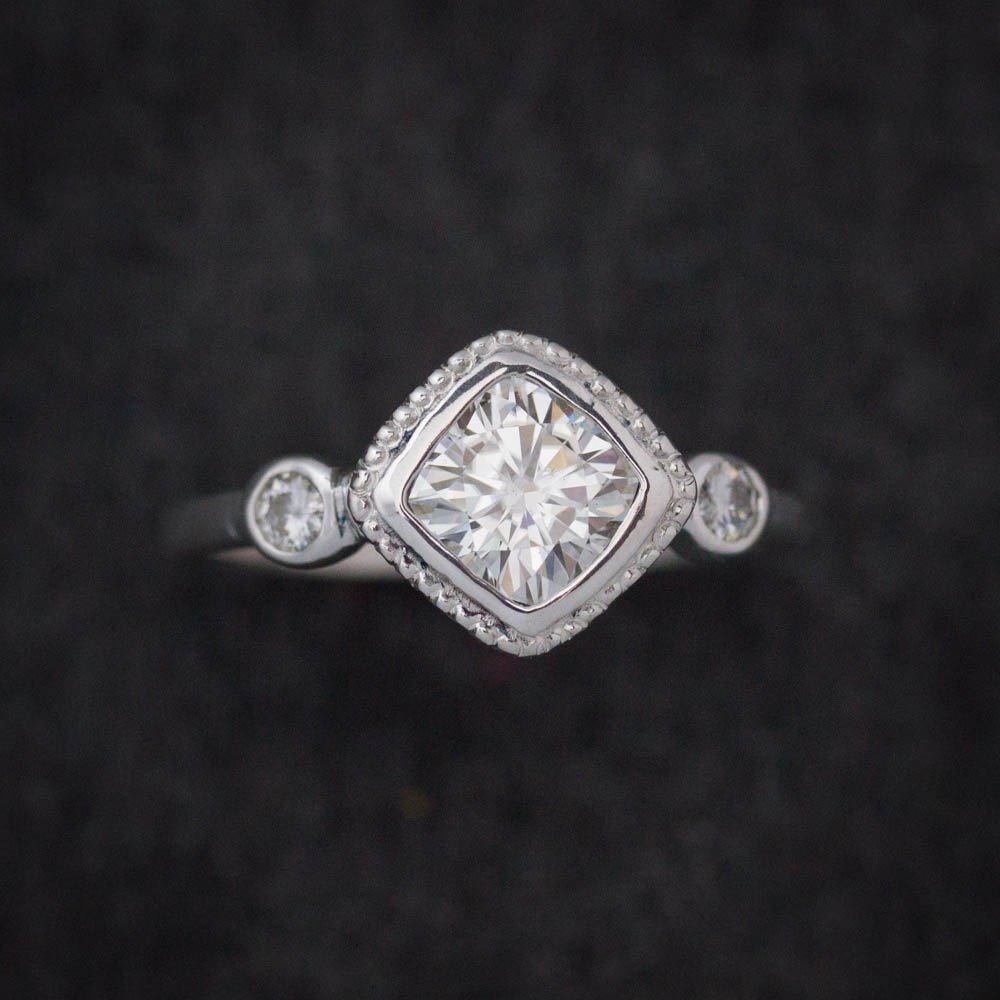 Sterling Silver Moissanite Engagement Ring - Madelynn Cassin Designs