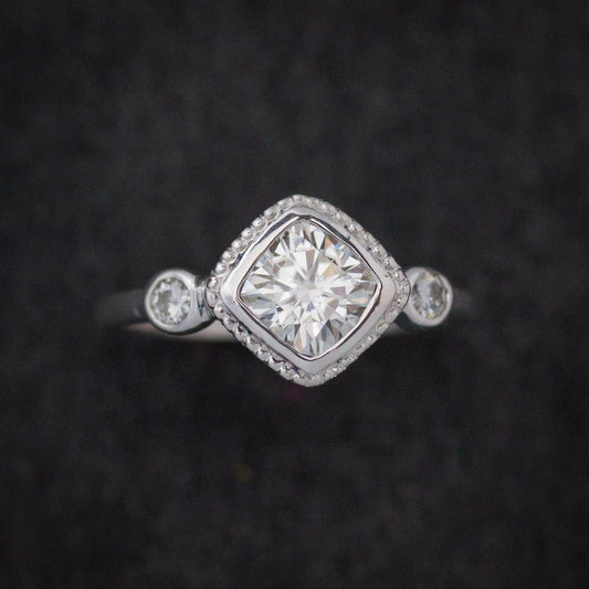 Sterling Silver Moissanite Engagement Ring - Madelynn Cassin Designs