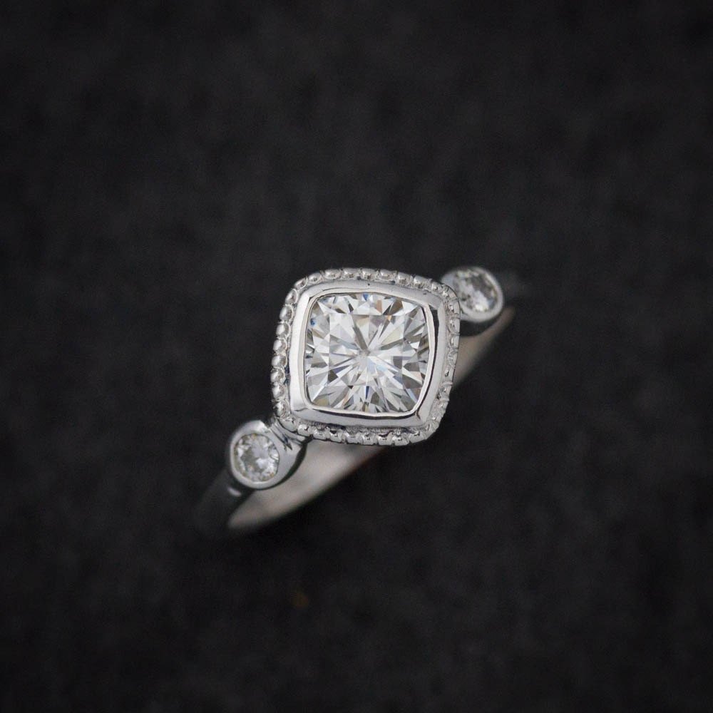 Sterling Silver Moissanite Engagement Ring - Madelynn Cassin Designs