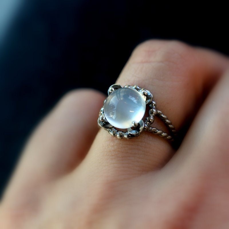 White Moonstone Ring - Madelynn Cassin Designs