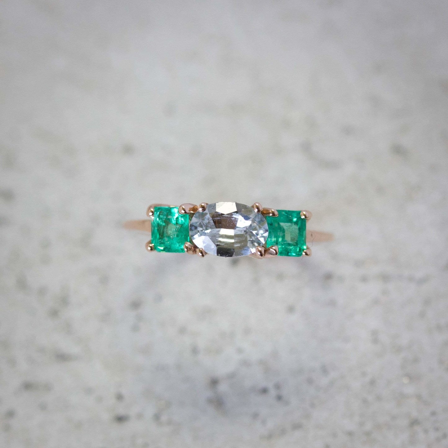 White Sapphire Engagement Ring - Madelynn Cassin Designs