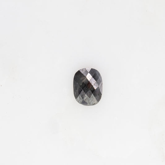 Handmade Cassin jewelry featuring a Black Rose Cut Diamond Checker Board Cut 8.5x6.5MM on a white surface.