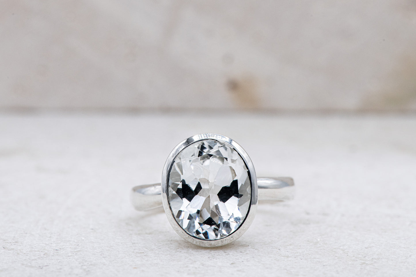A Size 6.5 Handcrafted White Topaz Ring in Sterling Silver, Recycled Silver, Eco Friendly, Gemstone RIng by Cassin Jewelry
