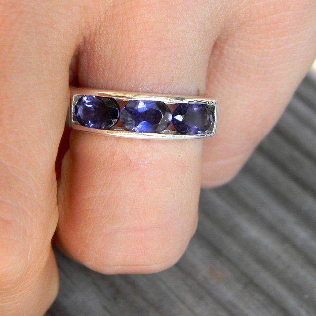 Amethyst Channel Ring Purple Multistone Band Ring, Wide Gemstone Band - Madelynn Cassin Designs