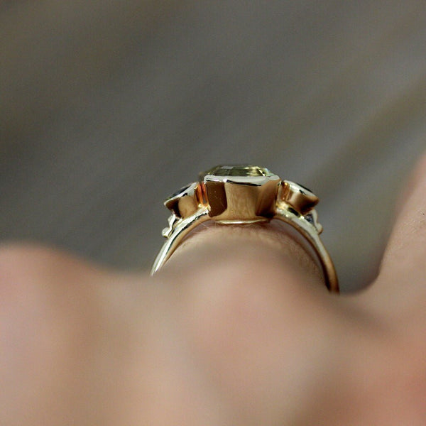 Asscher Cut Beryl and Green Tourmaline Ring – Madelynn Cassin Designs