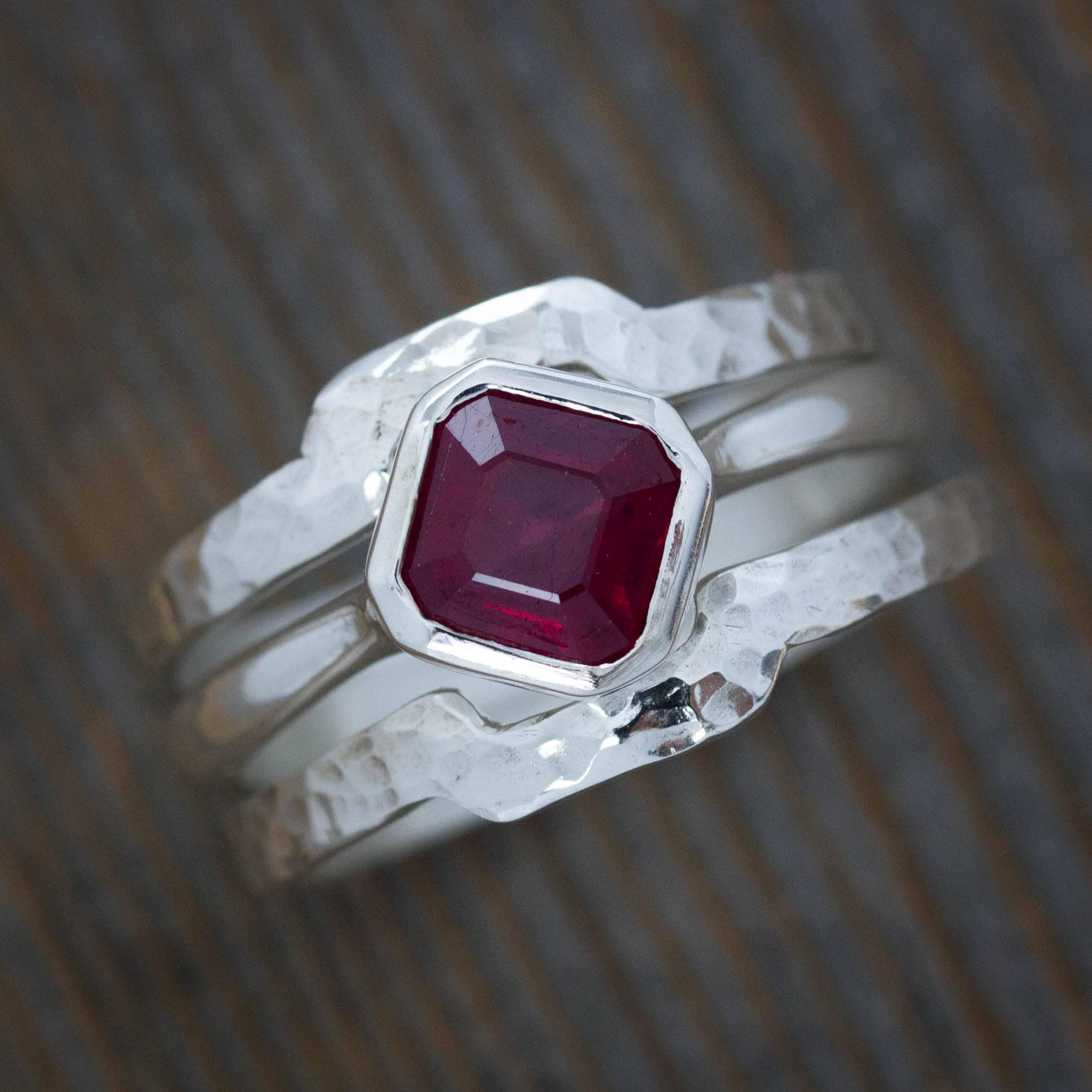 Asscher Cut Ruby Ring Solitaire Gemstone - Madelynn Cassin Designs