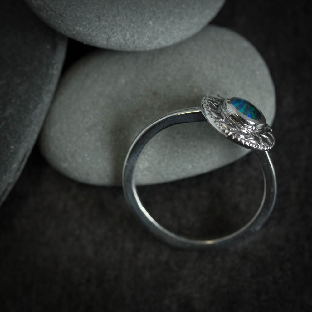 Australian Fire Opal Ring in 925 Sterling Silver Ring - Madelynn Cassin Designs