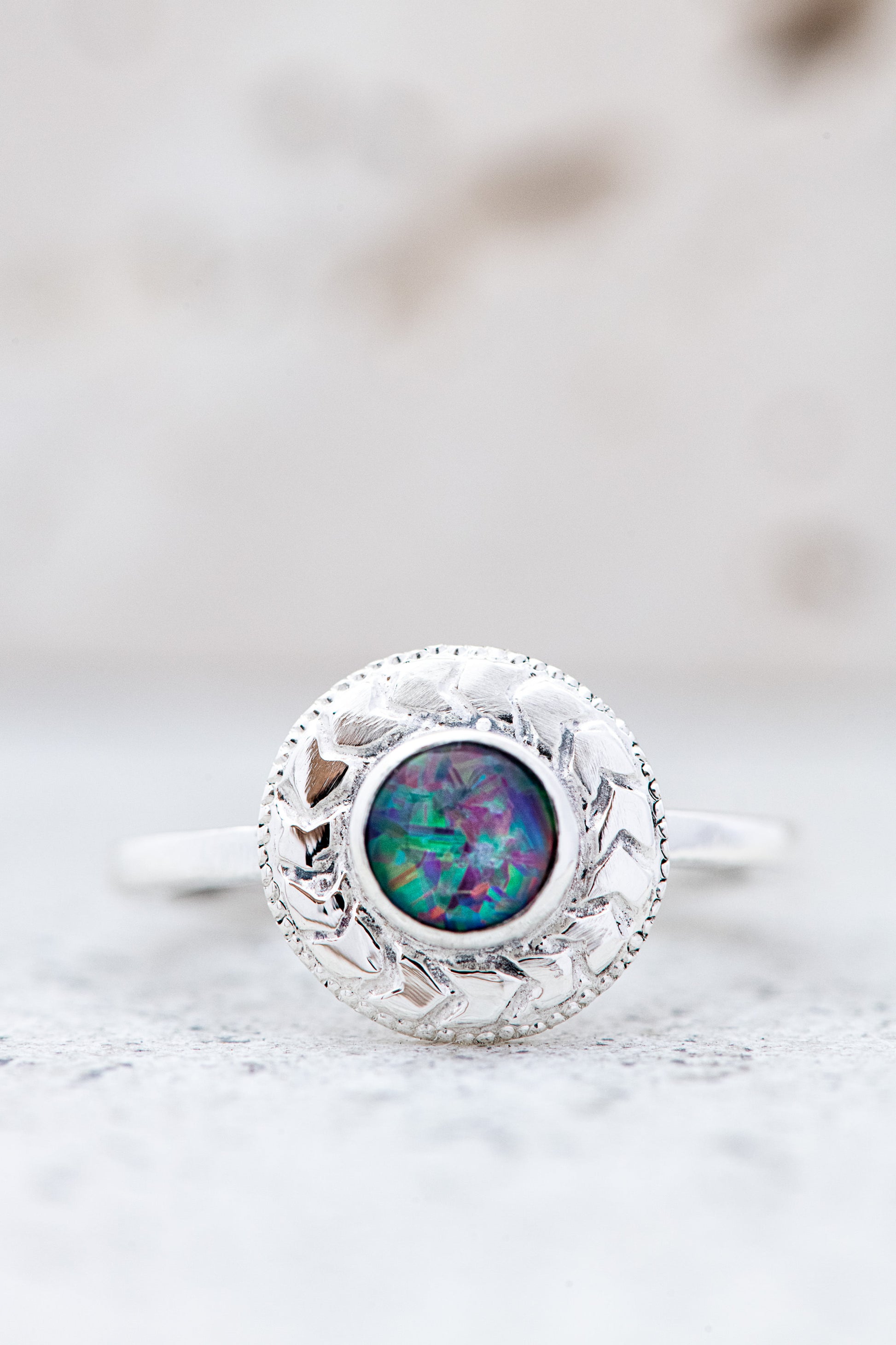 Handmade Australian Fire Opal ring by Cassin Jewelry.