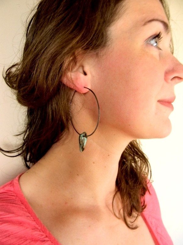 Black Oxidized Sterling and Aged Copper Boho Artisan Hoops - Madelynn Cassin Designs