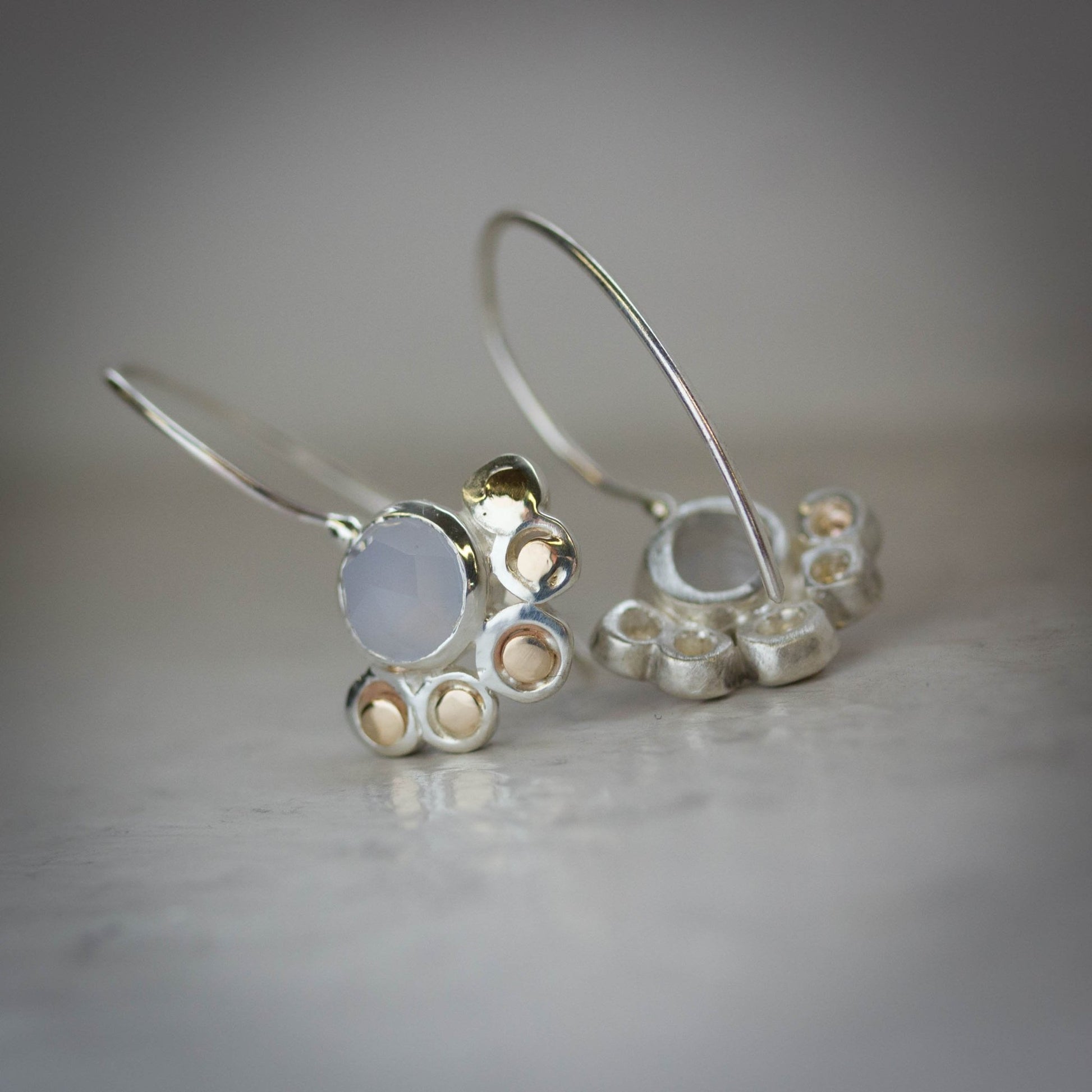 Chalcendony Earrings in Mixed Metals - Madelynn Cassin Designs