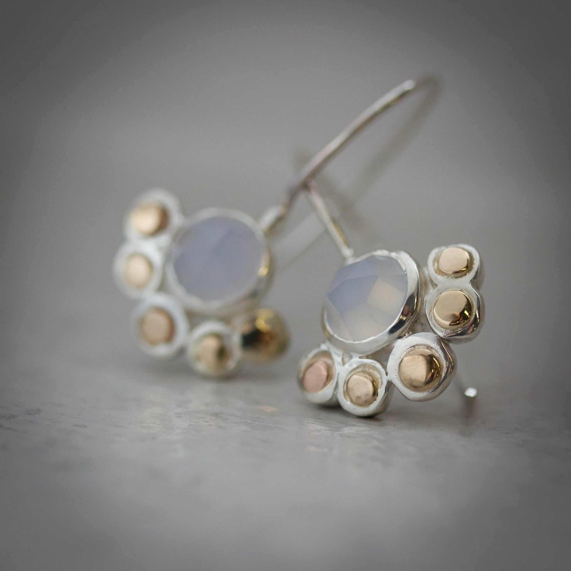 Chalcendony Earrings in Mixed Metals - Madelynn Cassin Designs