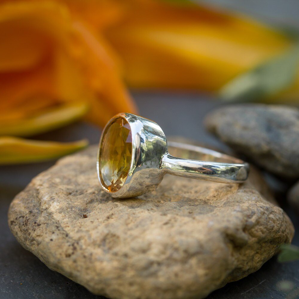 Citrine Oval Ring in Sterling Silver - Madelynn Cassin Designs