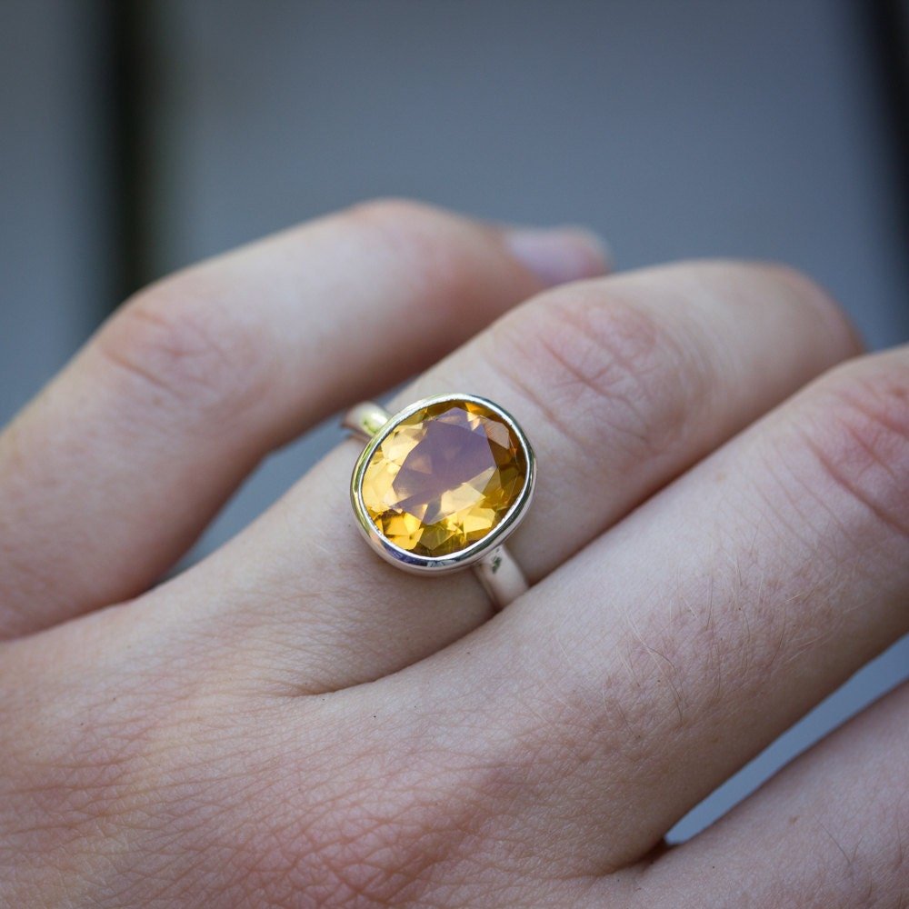 Citrine Oval Ring in Sterling Silver - Madelynn Cassin Designs