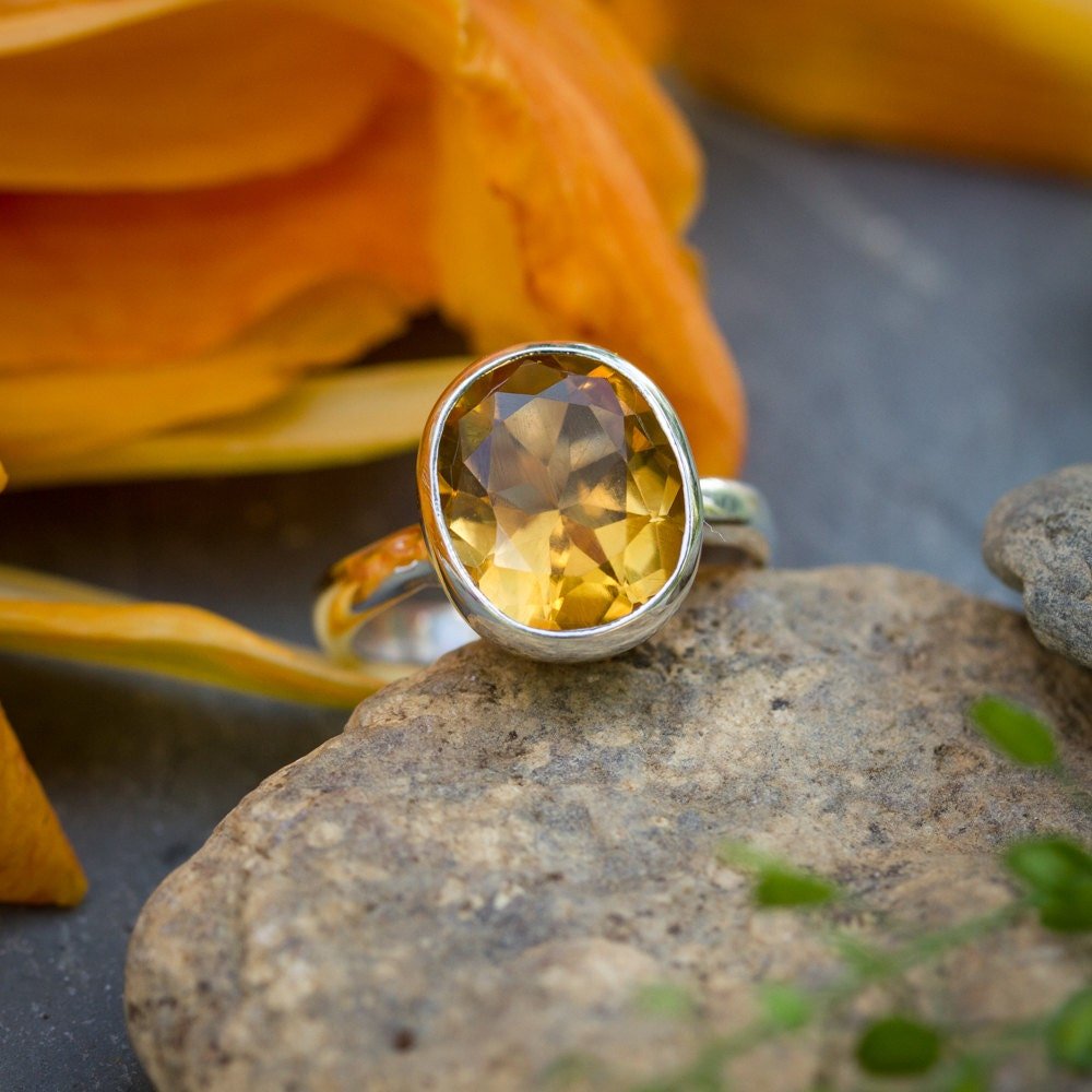 Citrine Oval Ring in Sterling Silver - Madelynn Cassin Designs