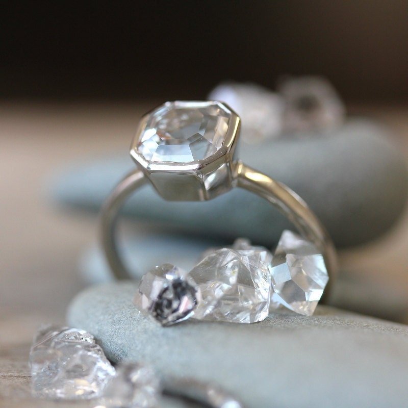 Cruelty Free Herkimer Diamond Gemstone Ring - Madelynn Cassin Designs