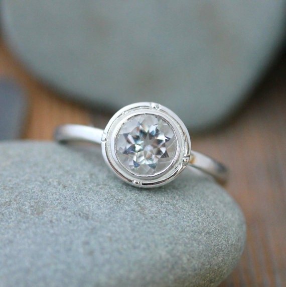 Crystal Clear White Topaz Ring in Sterling Silver - Madelynn Cassin Designs