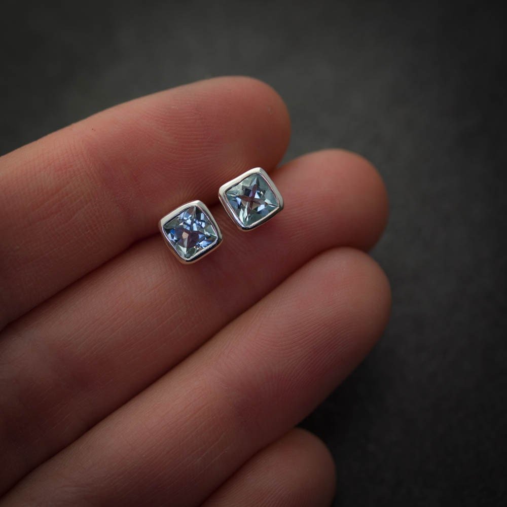 Cushion Shaped Aquamarine Earrings