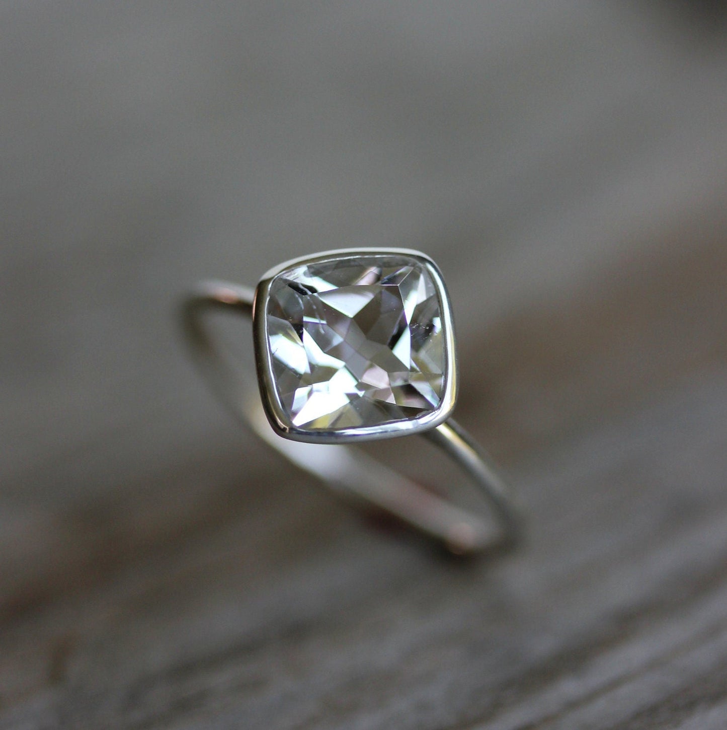 Cushion Shaped White Topaz Ring - Madelynn Cassin Designs