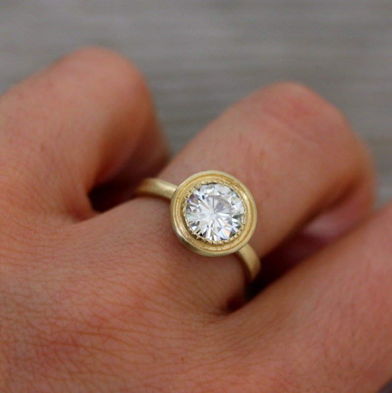 Forever One Moissanite Halo Engagement Ring - Madelynn Cassin Designs
