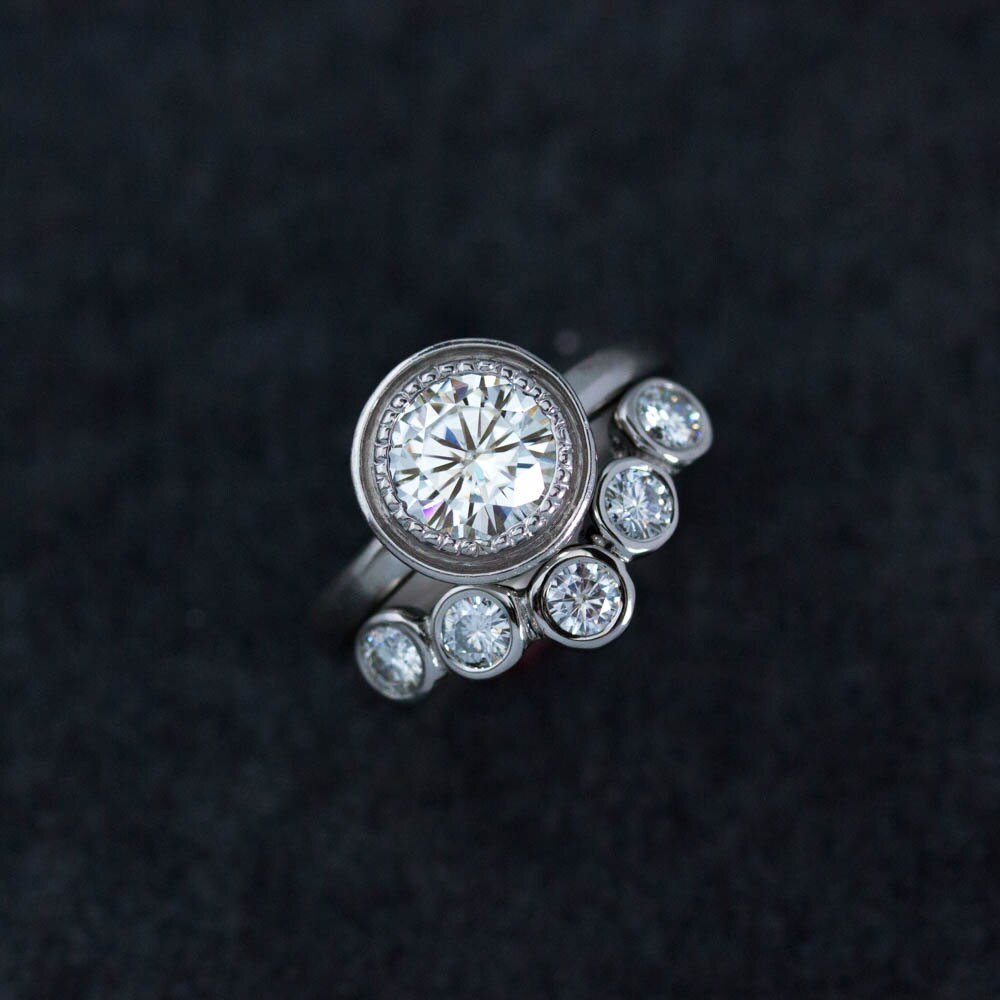 Forever One Moissanite Ring in 14k Palladium White Gold - Madelynn Cassin Designs