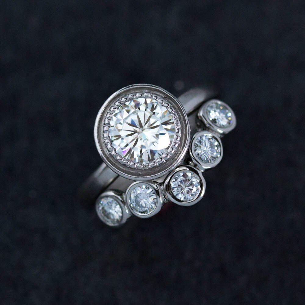 Forever One Moissanite Ring in 14k Palladium White Gold - Madelynn Cassin Designs