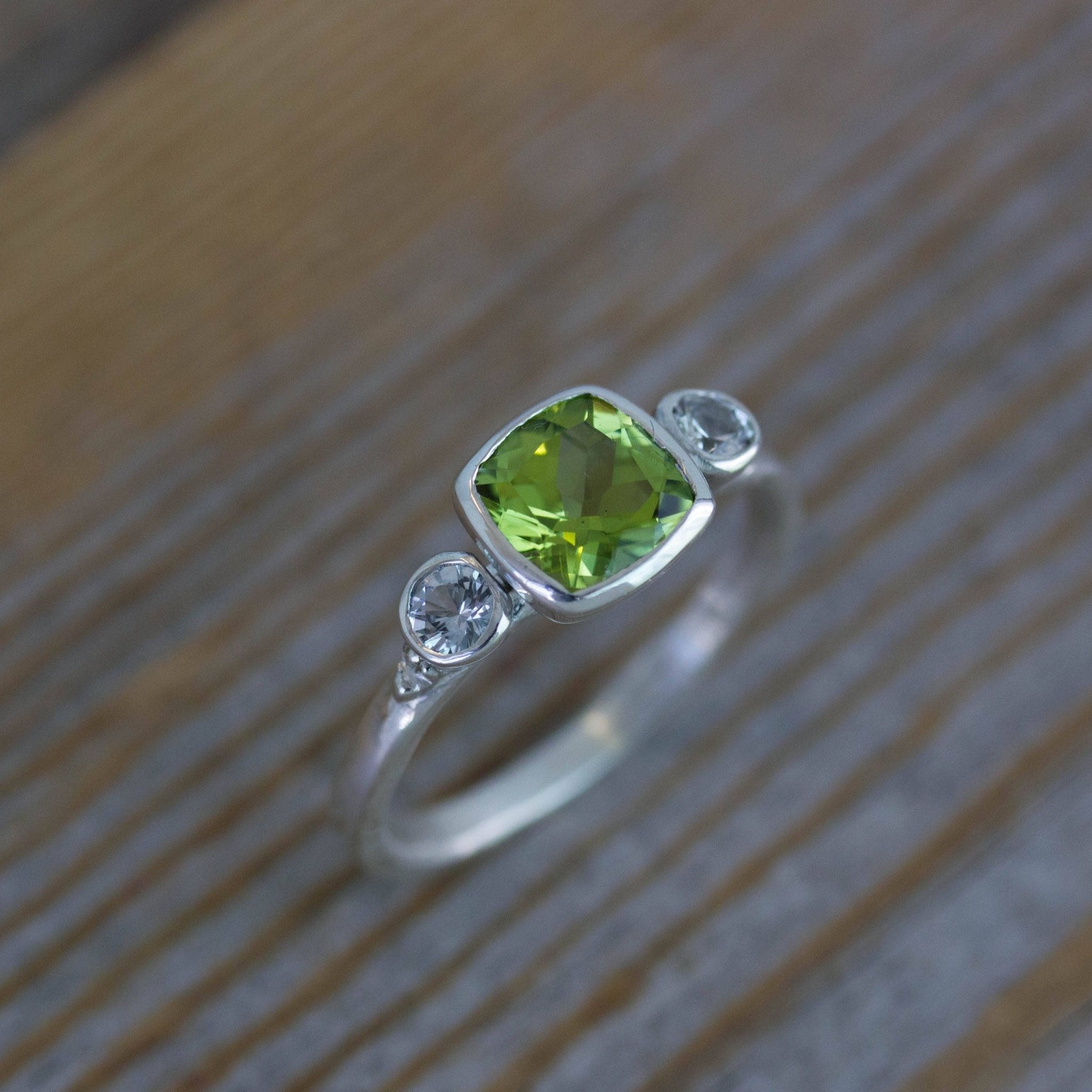 Natural Peridot Ring, Art Deco Jewelry, Cocktail Ring #D36 – Silver Embrace
