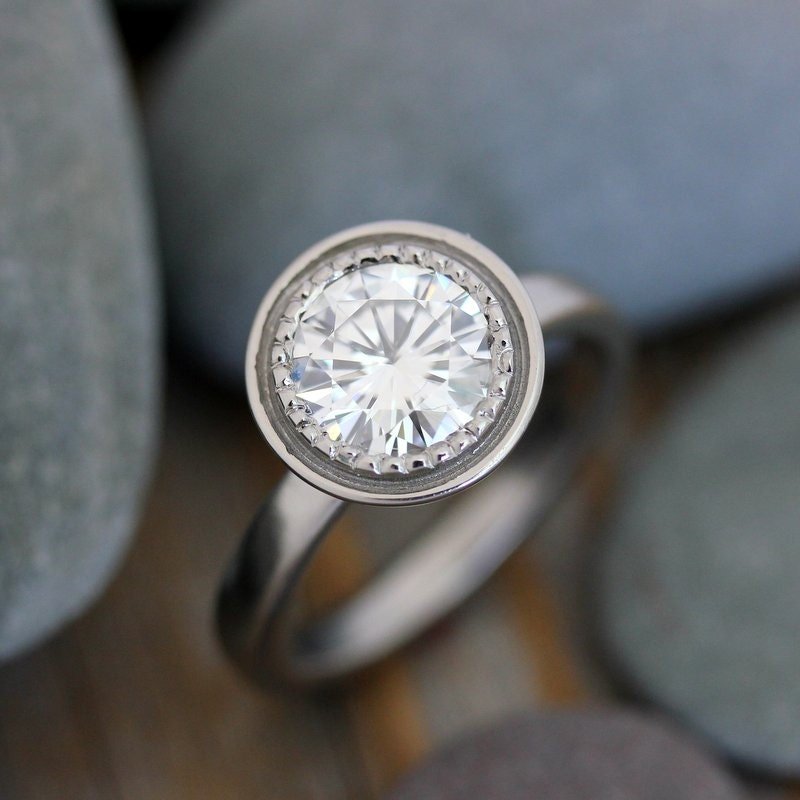 Halo Solitaire Moissanite Ring - Madelynn Cassin Designs