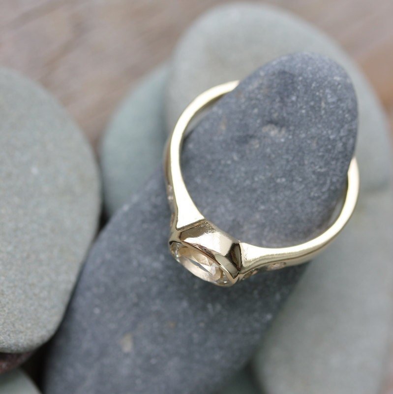 Handmade White Sapphire Engagement Ring - Madelynn Cassin Designs