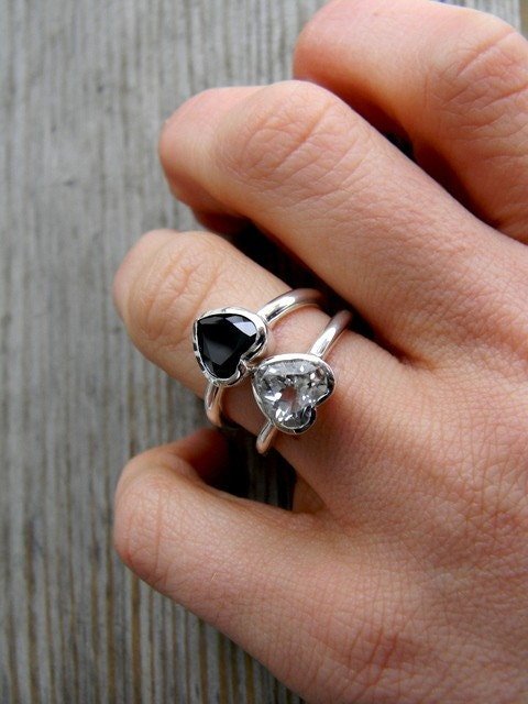 Heart Shaped Black Spinel Ring in Sterling Silver - Madelynn Cassin Designs