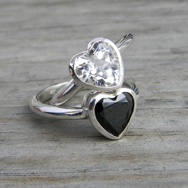 Heart Shaped Black Spinel Ring in Sterling Silver - Madelynn Cassin Designs