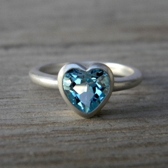 Heart Shaped Sky Blue Topaz Ring - Madelynn Cassin Designs