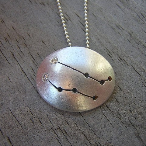 Handmade Silver Gemini Constellation Necklace.
