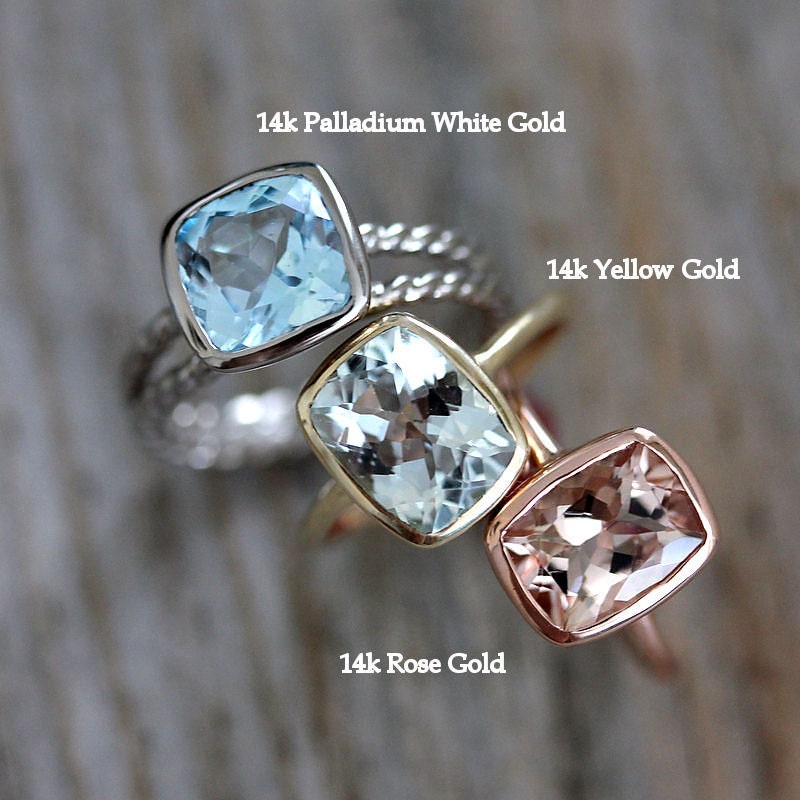 A Sky Blue Topaz Ring handmade with Palladium 14k White Gold from Cassin Jewelry.