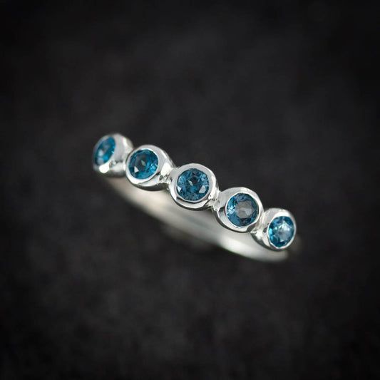 A handmade London Blue Topaz Multistone Ring.