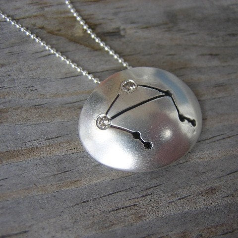 Libra Zodiac Constellation Diamond Silver Necklace - Madelynn Cassin Designs