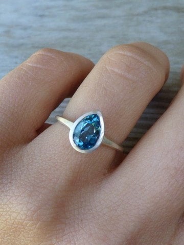London Blue Topaz Pear Ring - Madelynn Cassin Designs