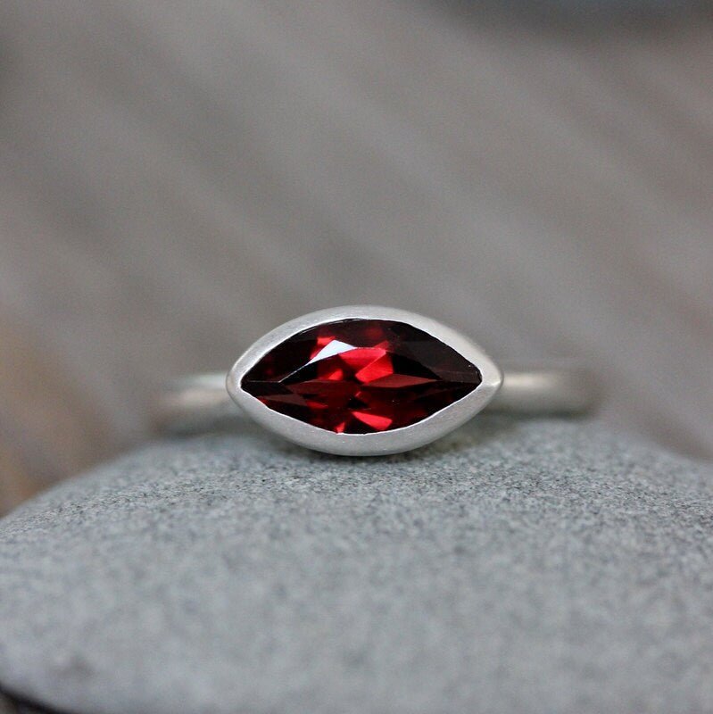 Marquise Red Garnet Ring - Madelynn Cassin Designs