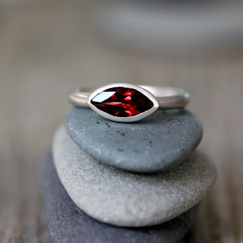 Marquise Red Garnet Ring - Madelynn Cassin Designs