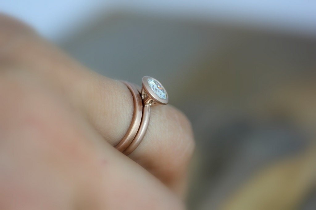 Moissanite Rose Gold Engagement Ring - Madelynn Cassin Designs