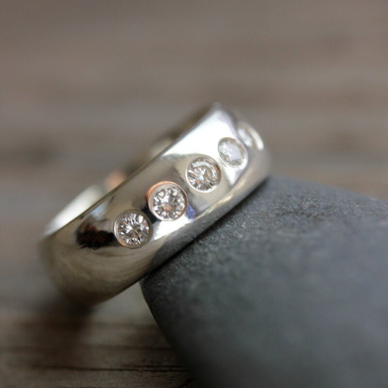 Moissanite Wedding Band - Madelynn Cassin Designs