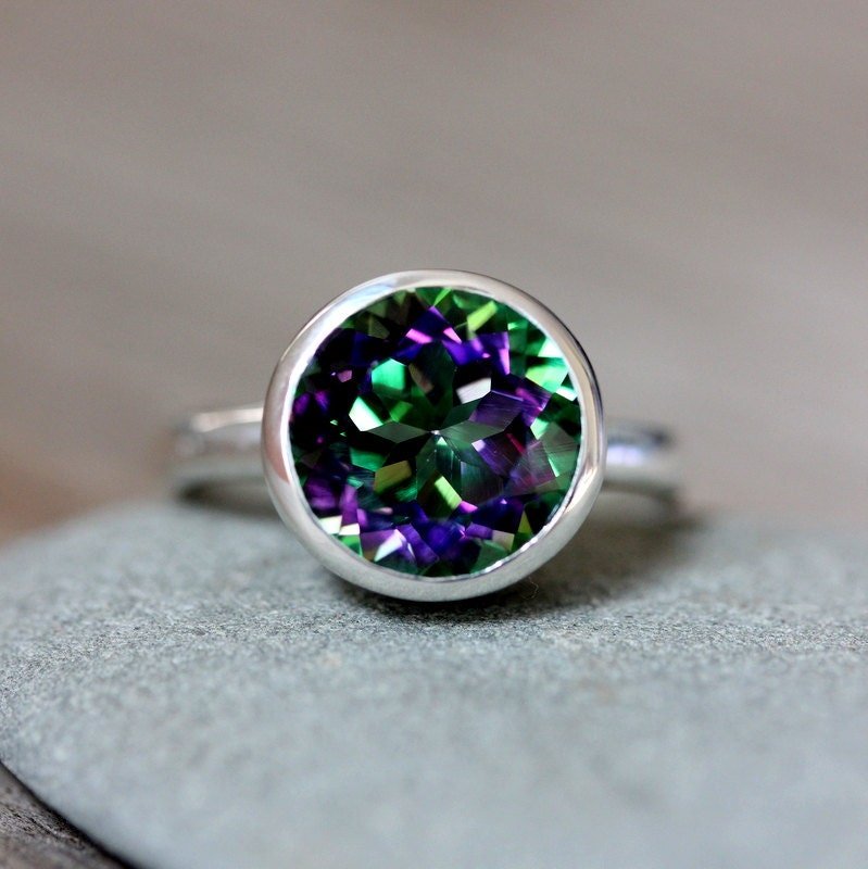 Buy Cushion Cut Mystic Topaz Ring, Engagement Ring, Silver Ring, Rainbow  Ring Online in India - Etsy