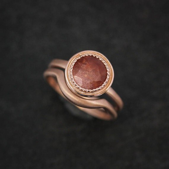 Buy Oregon Sunstone Ring, Peach Champagne Sunstone Engagement Ring in 14k  or 18k Solid Gold, Diamond Sunstone Ring Online in India - Etsy